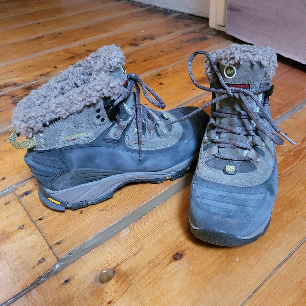 Merrell Waterproof 200g Insulated Winter Boots Gray Olive green Sz 7